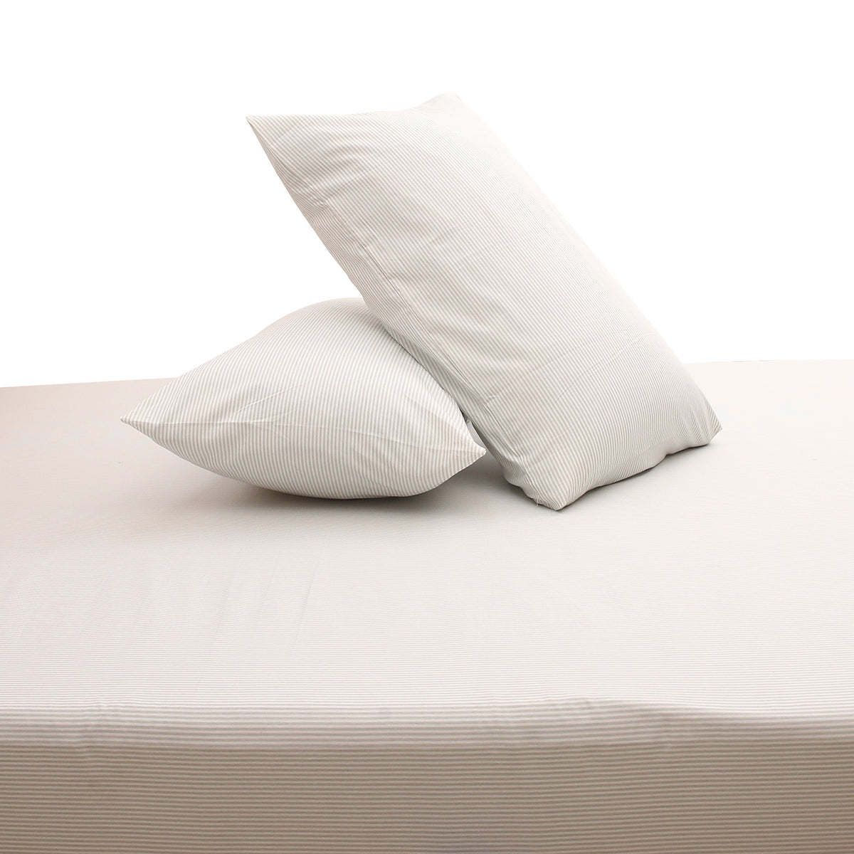 Green Lines Double Bed Sheet 96″ × 102″ – Elegant Linen with Subtle Green Stripe Accent - Habitt