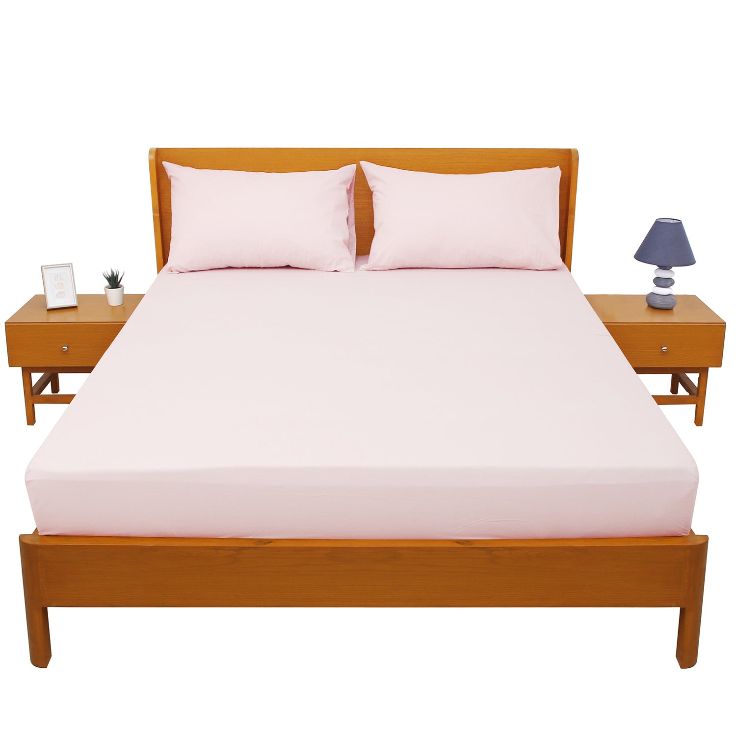 Light Pink Solid Dyed Double Bed Sheet – 96x102" - Habitt
