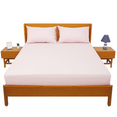 Light Pink Solid Dyed Double Bed Sheet – 96x102" - Habitt
