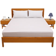 Linear Greens Double Bed Sheet 96″ × 102″ – Fresh Contemporary Line-Pattern Bedding - Habitt