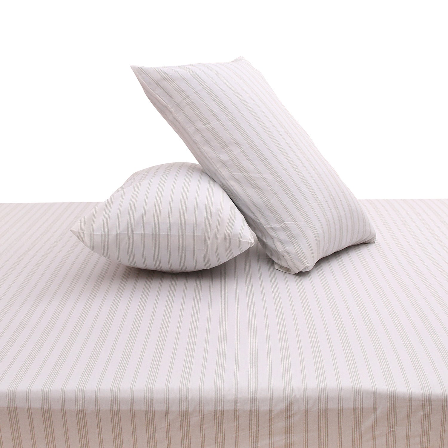 Linear Greens Double Bed Sheet 96″ × 102″ – Fresh Contemporary Line-Pattern Bedding - Habitt