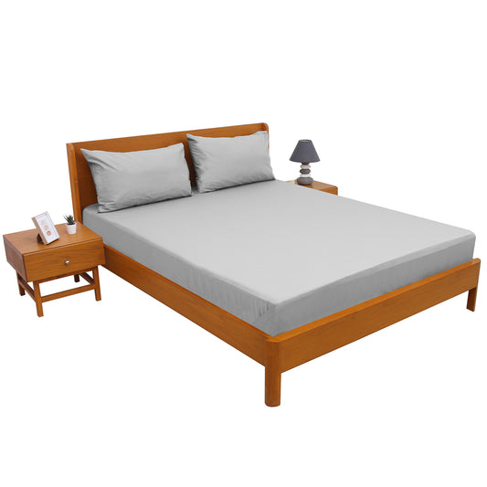 Old Silver Solid Dyed Double Bed Sheet – 96x102" - Habitt