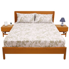 Olive Linear Double Bed Sheet 96″ × 102″ – Sleek, Modern Striped Bedding - Habitt
