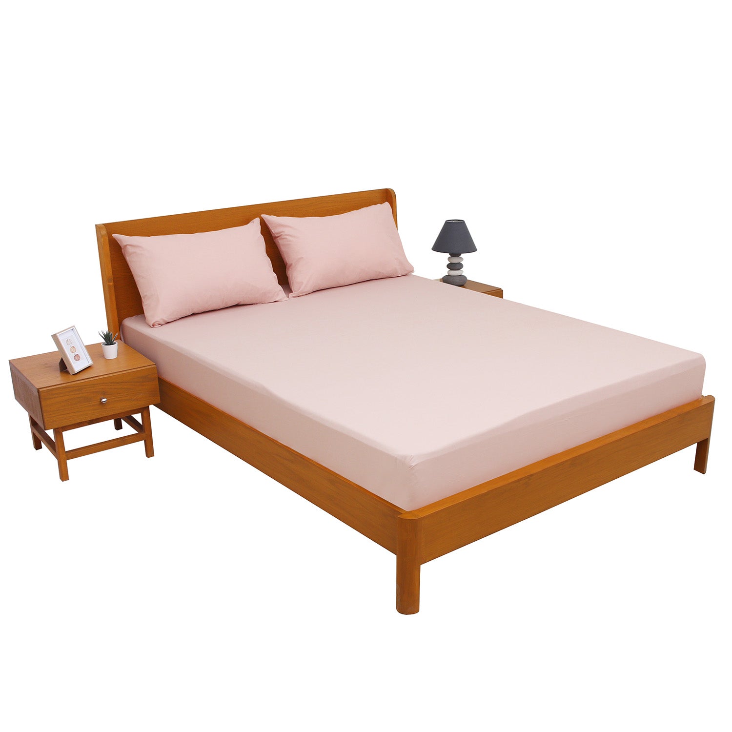 Peach PC Dyed Double Bed Sheet – 96x102" - Habitt