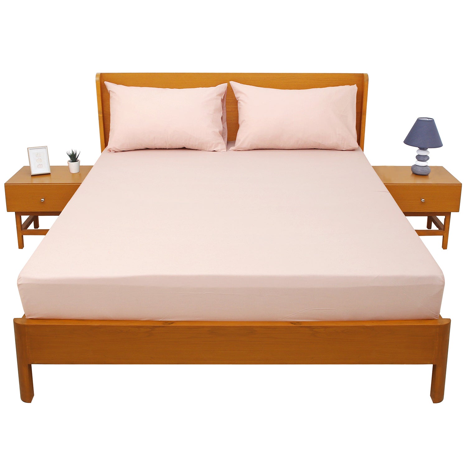 Peach PC Dyed Double Bed Sheet – 96x102" - Habitt