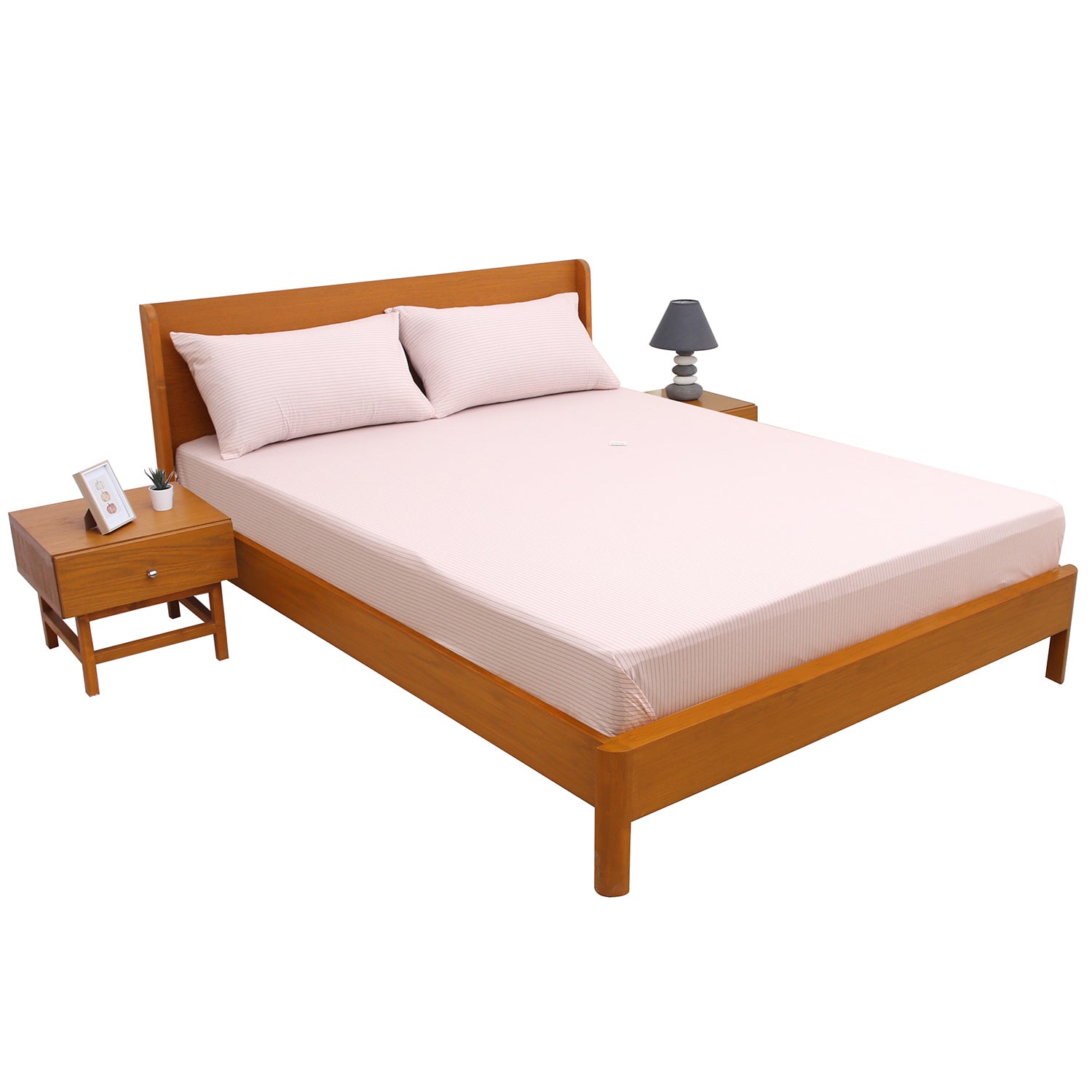 Pink Lines Double Bed Sheet 96″ × 102″ – Soft, Modern Linear Pattern in Fresh Pink Tones - Habitt