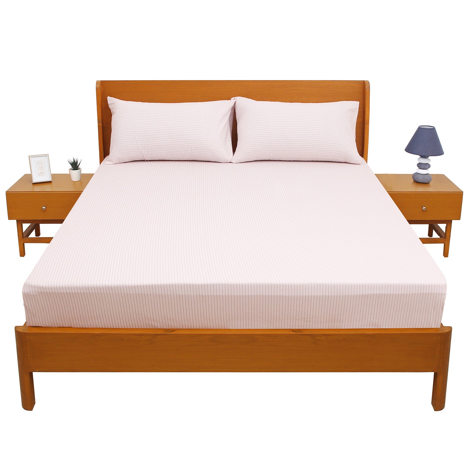 Pink Lines Double Bed Sheet 96″ × 102″ – Soft, Modern Linear Pattern in Fresh Pink Tones - Habitt