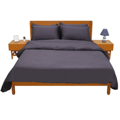 Trafalgar Grey Solid Dyed Double Bedding Set – 6 Pieces - Habitt