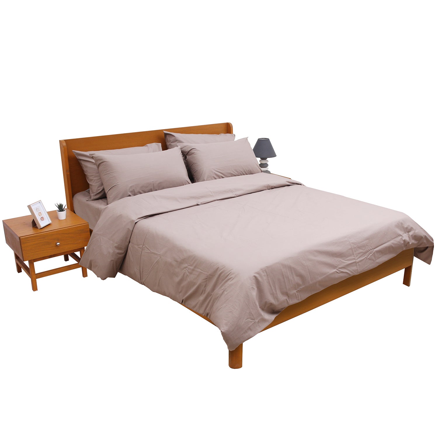 Tuope Grey PC Dyed Double Bedding Set of 6 - Habitt