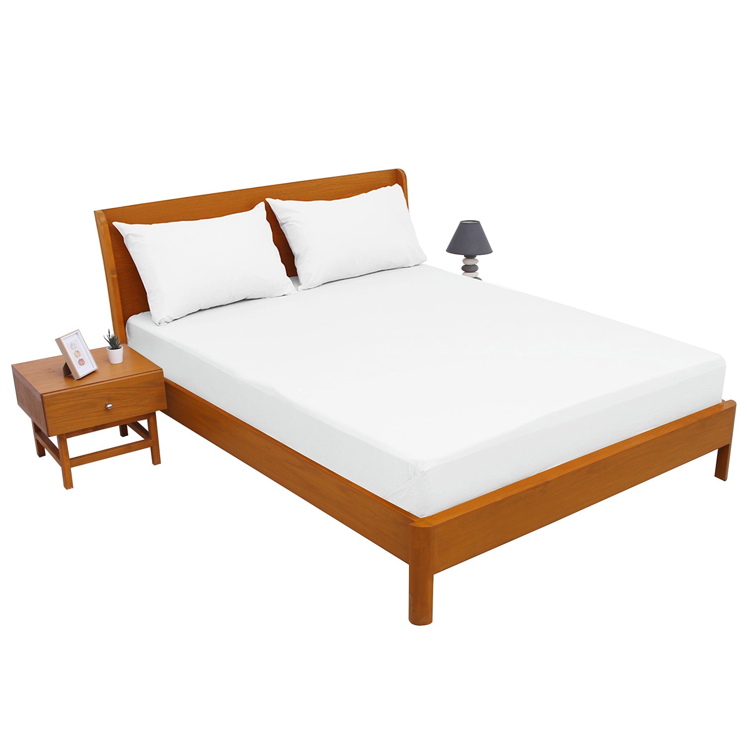 White Solid Dyed Double Bed Sheet – 96x102" - Habitt