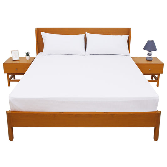 White Solid Dyed Double Bed Sheet – 96x102" - Habitt