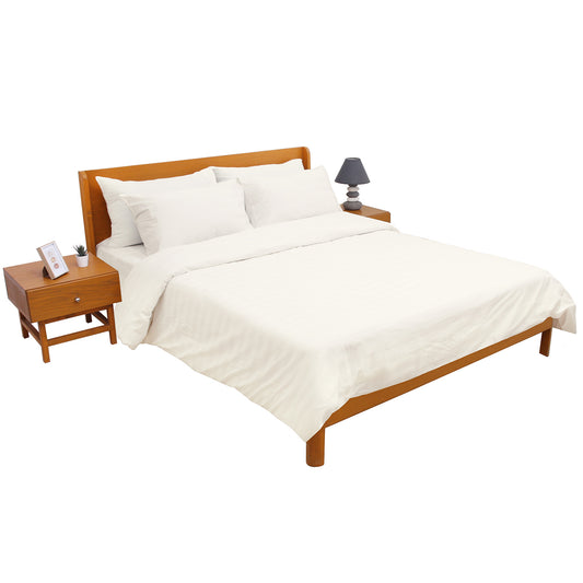 White Solid Dyed Double Bedding Set – 6 Pieces - Habitt