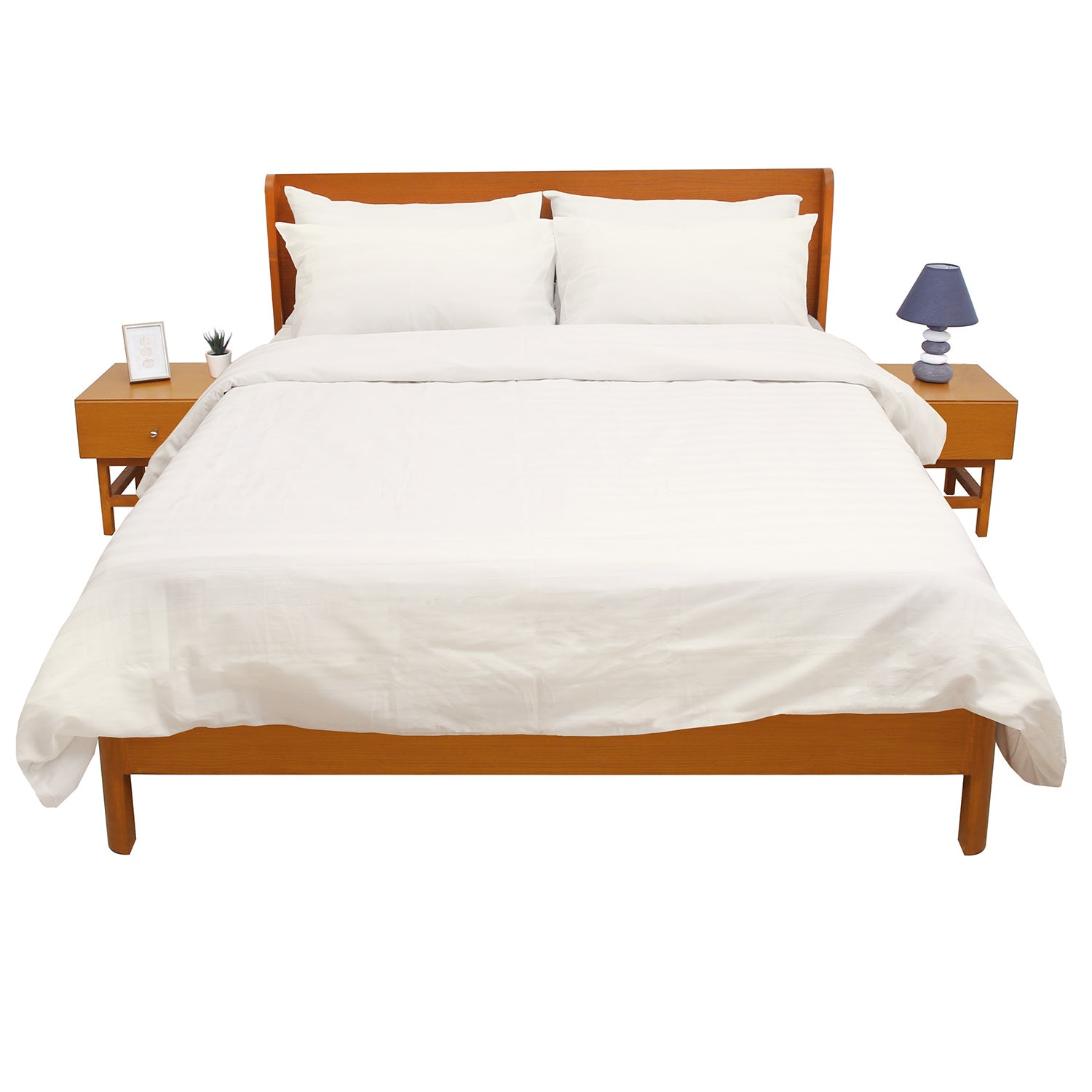 White Solid Dyed Double Bedding Set – 6 Pieces - Habitt