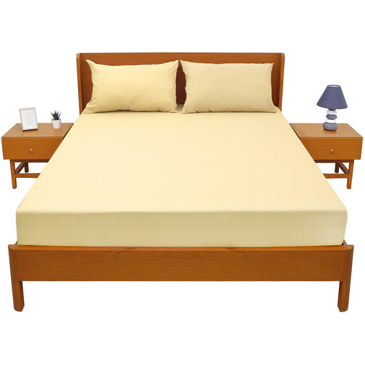 Cream Dyed Double Bed Sheet 96x102" – Soft Elegant Solid Bedding - Habitt