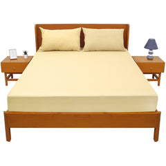 Cream Dyed Double Bed Sheet 96x102" – Soft Elegant Solid Bedding - Habitt