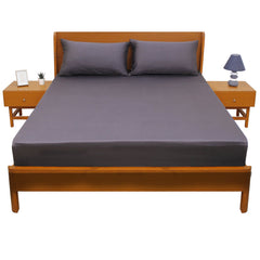Intense Grey Dyed Double Bed Sheet 96x102 – Premium Solid Deep Grey Bedding - Habitt