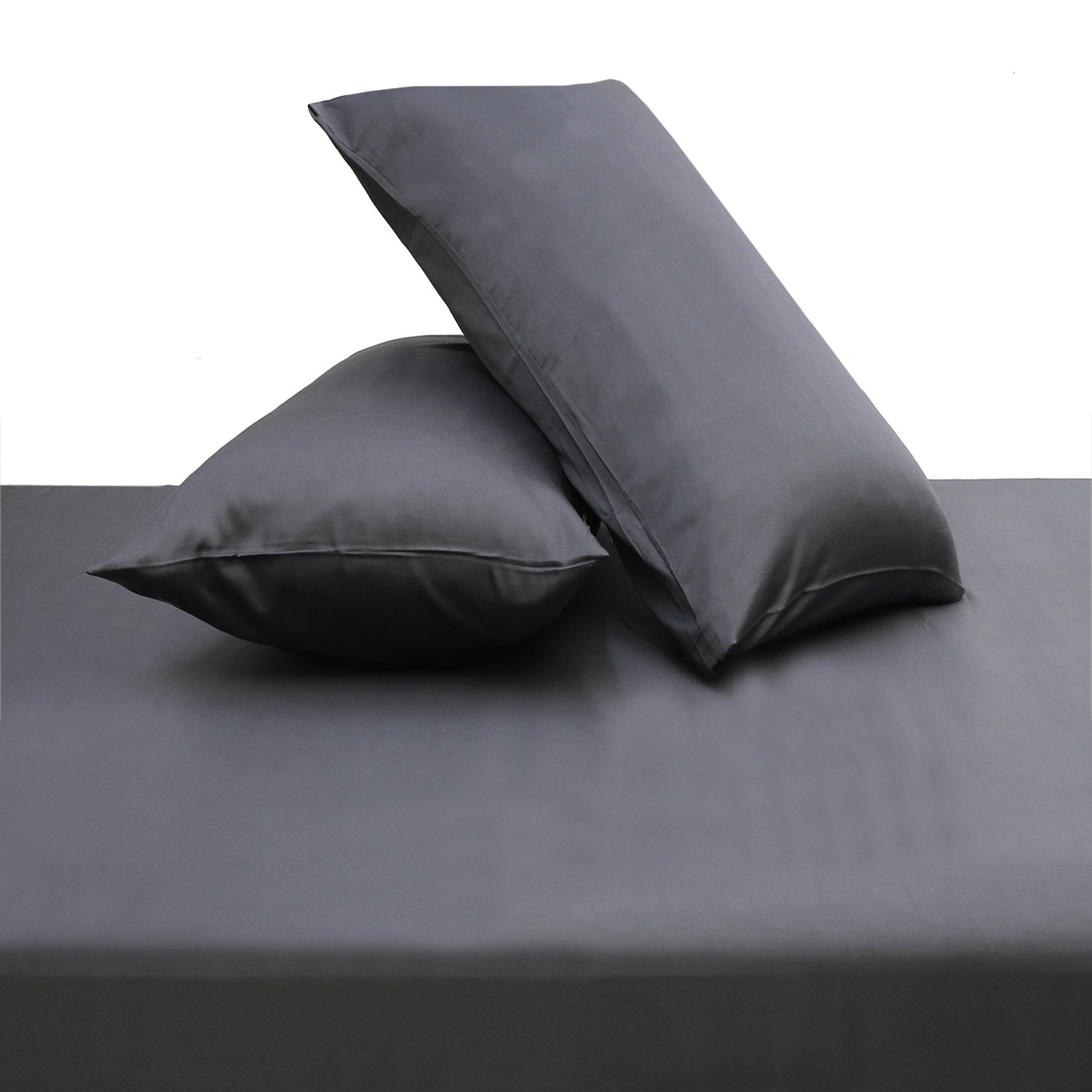 Intense Grey Dyed Double Bed Sheet 96x102 – Premium Solid Deep Grey Bedding - Habitt