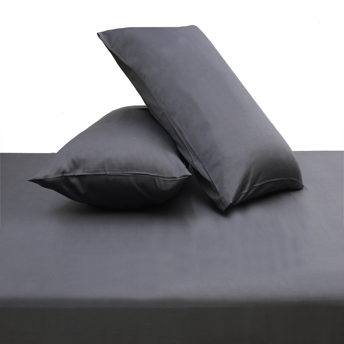Intense Grey Dyed Double Bed Sheet 96x102 – Premium Solid Deep Grey Bedding - Habitt