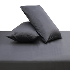 Intense Grey Dyed Double Bed Sheet 96x102 – Premium Solid Deep Grey Bedding - Habitt