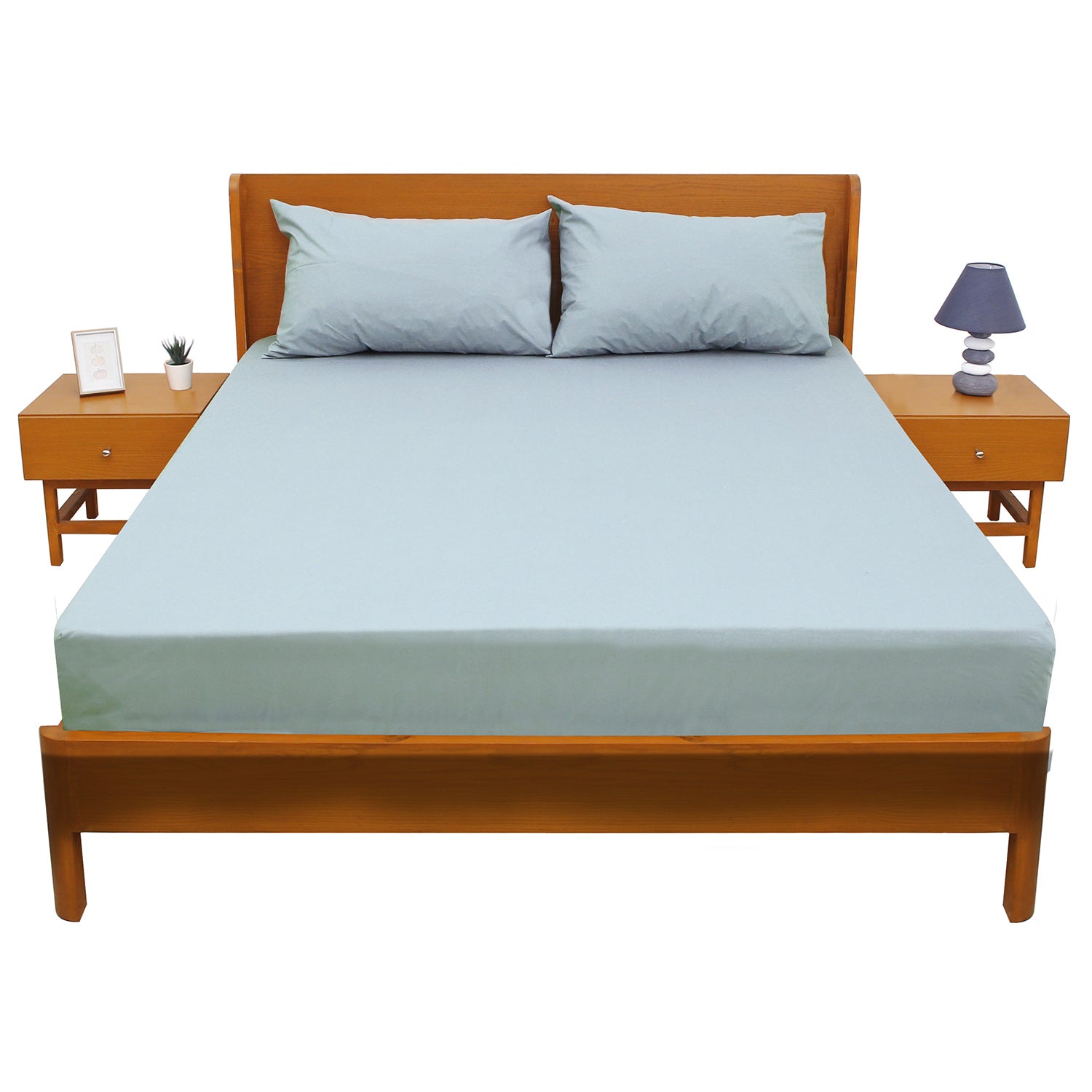 Mint Green Dyed Double Bed Sheet 96x102" – Soft Pastel Premium Bedding - Habitt