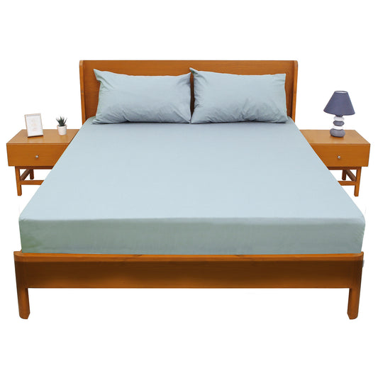 Mint Green Dyed Double Bed Sheet 96x102" – Soft Pastel Premium Bedding - Habitt
