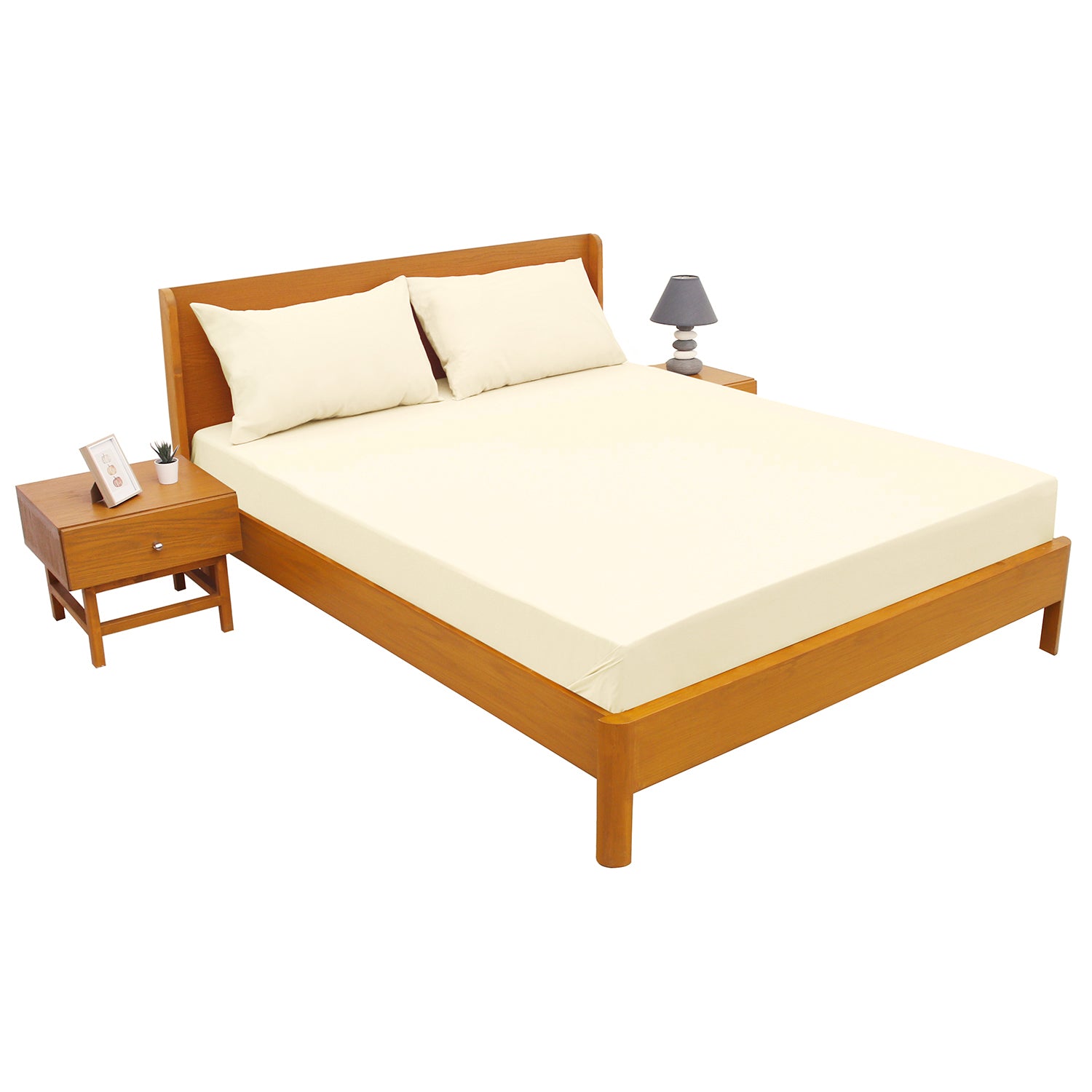 Off-White Dyed Double Bed Sheet 96x102 – Elegant Neutral Solid Bedding - Habitt