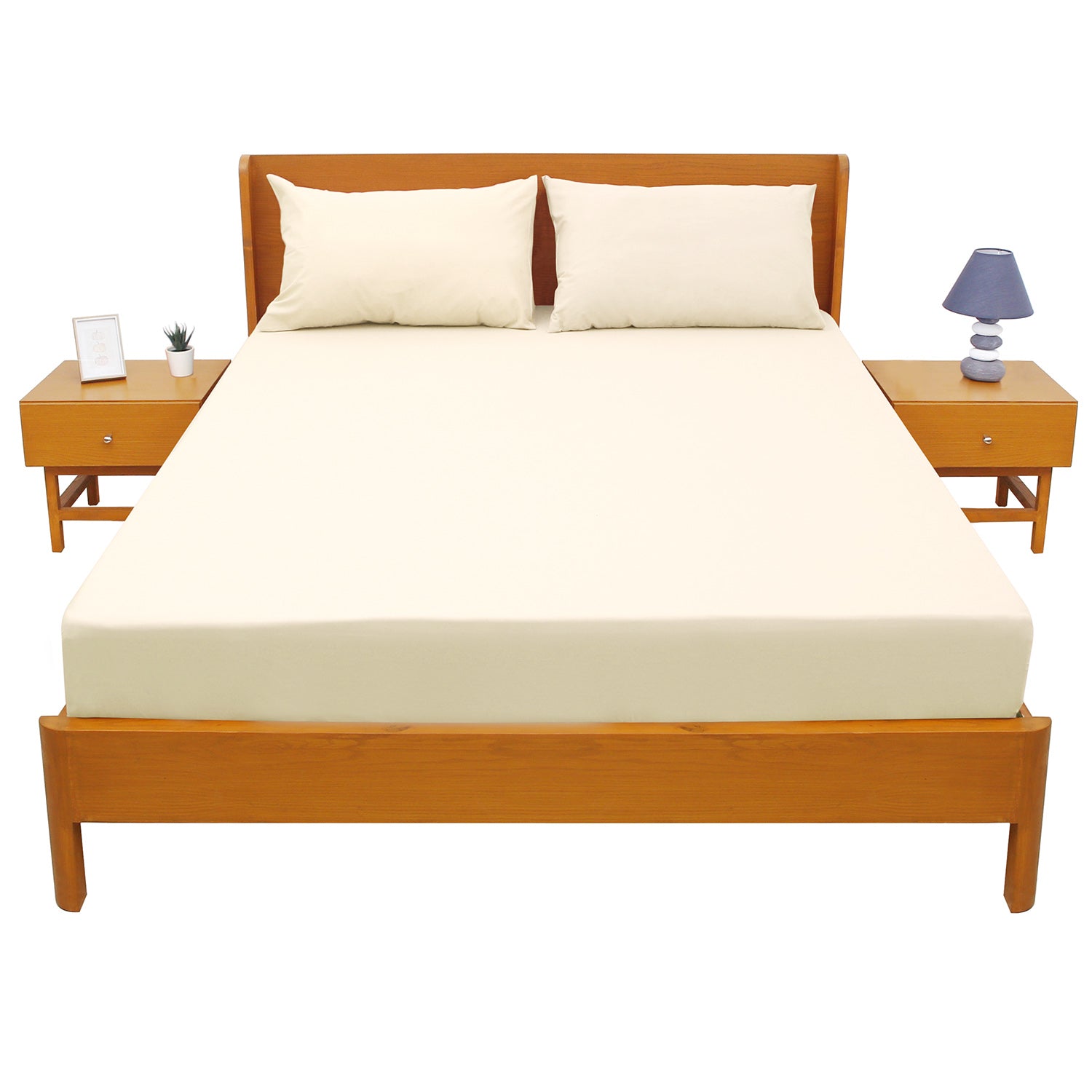 Off-White Dyed Double Bed Sheet 96x102 – Elegant Neutral Solid Bedding - Habitt