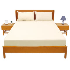 Off-White Dyed Double Bed Sheet 96x102 – Elegant Neutral Solid Bedding - Habitt