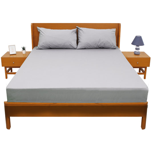 Oyster Grey Dyed Double Bed Sheet 96x102" – Soft Neutral Premium Bedding - Habitt