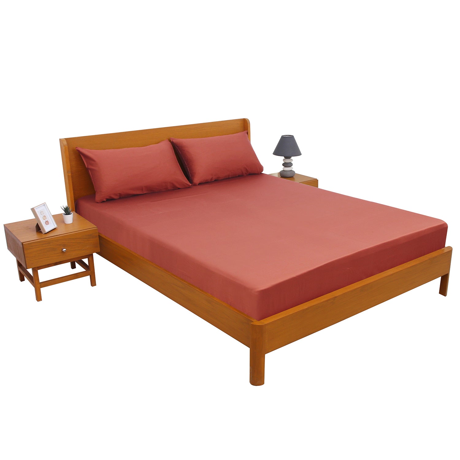 Red Dyed Double Bed Sheet 96x102 – Rich Solid Premium Bedding - Habitt