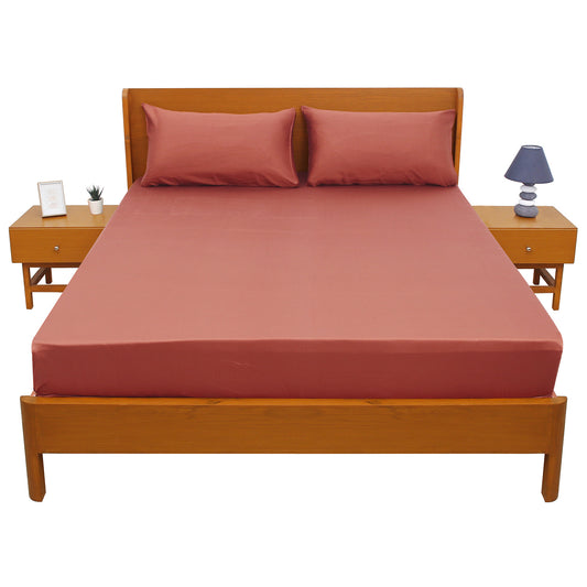Red Dyed Double Bed Sheet 96x102 – Rich Solid Premium Bedding - Habitt