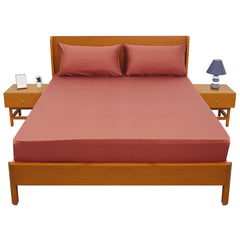 Red Dyed Double Bed Sheet 96x102 – Rich Solid Premium Bedding - Habitt