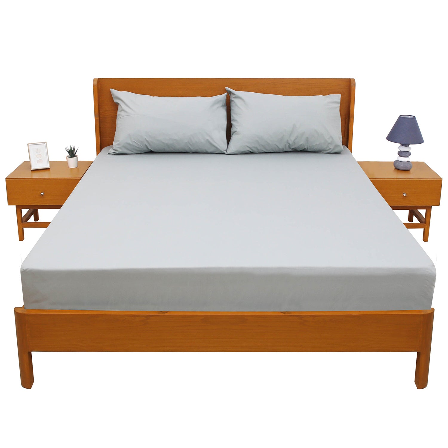 Silver Grey Dyed Double Bed Sheet 96x102" – Modern Neutral Premium Bedding - Habitt