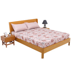 Beige Floral Double Bed Sheet – 90 x 100"
