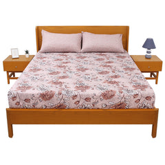 Beige Floral Double Bed Sheet – 90 x 100"