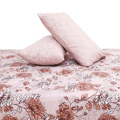 Beige Floral Double Bed Sheet – 90 x 100"