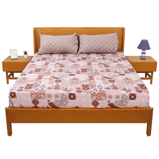 Heritage Print Double Bed Sheet with Pillow Covers – Printed Bedsheet 92x98 Inch - Habitt