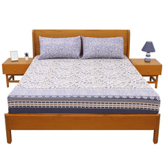 Blue Heritage Double Bed Sheet Set | Soft & Elegant Printed Bedding | 94x98 Inches - Habitt