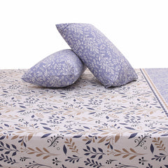 Blue Heritage Double Bed Sheet Set | Soft & Elegant Printed Bedding | 94x98 Inches - Habitt
