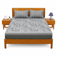 Gray Flora Double Bed Sheet Set | Elegant Floral Printed Bedding | 94x98 Inches - Habitt