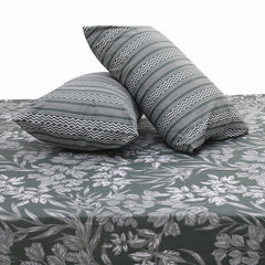 Gray Flora Double Bed Sheet Set | Elegant Floral Printed Bedding | 94x98 Inches - Habitt