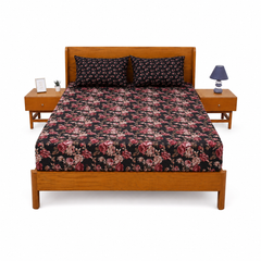 Pink Bloom Double Bed Sheet Set | Elegant Rose Floral Printed Bedding | 94x98 Inches - Habitt