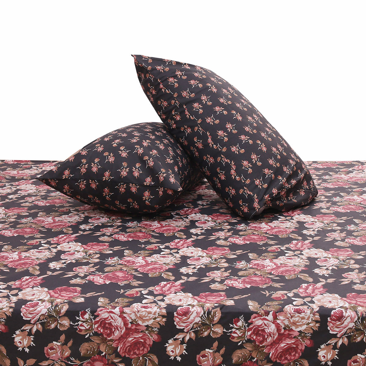 Pink Bloom Double Bed Sheet Set | Elegant Rose Floral Printed Bedding | 94x98 Inches - Habitt
