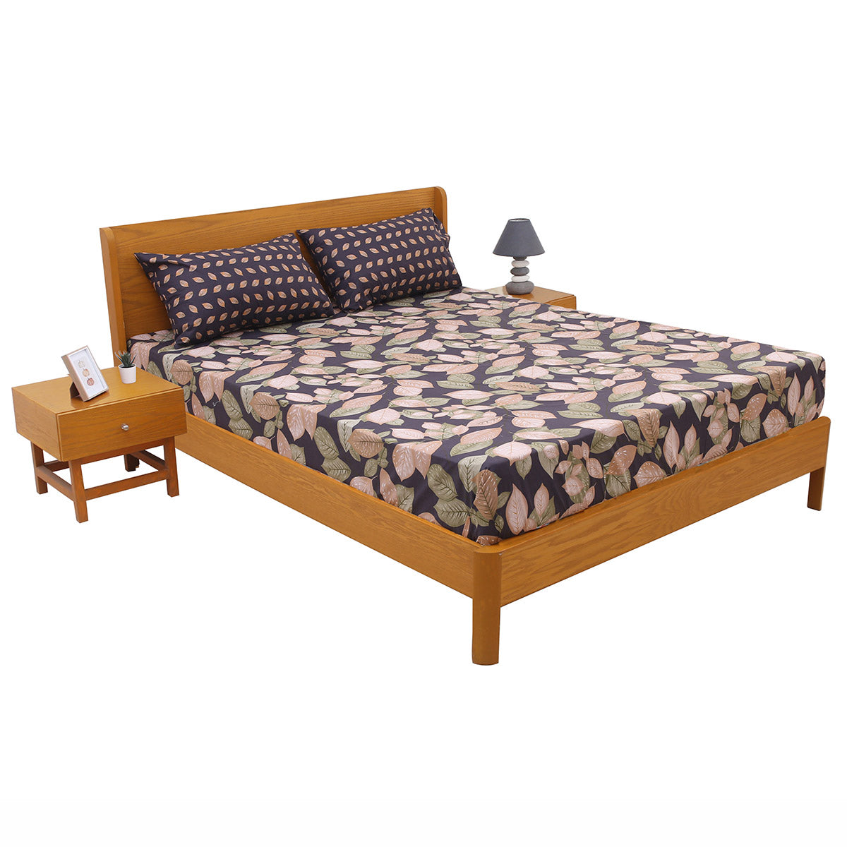 Purple Garden Double Bed Sheet 94x98" - Habitt