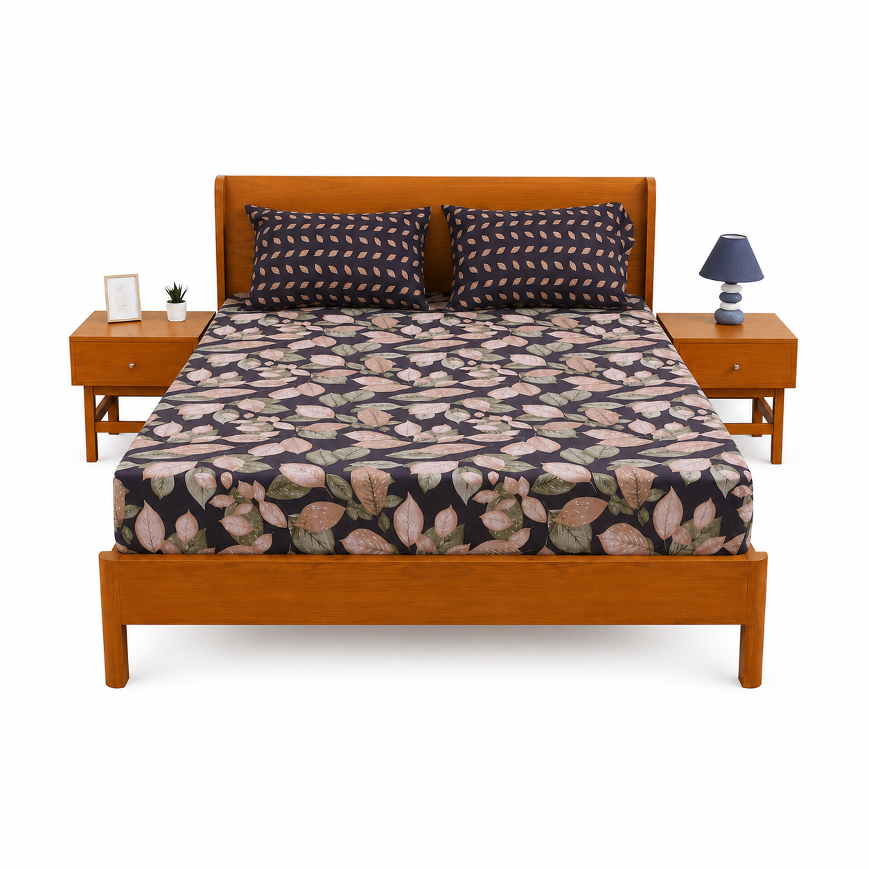 Purple Garden Double Bed Sheet 94x98" - Habitt