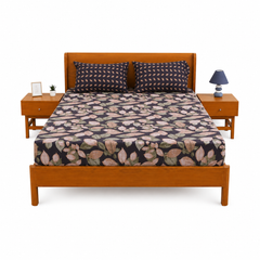 Purple Garden Double Bed Sheet 94x98" - Habitt