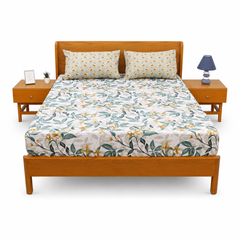 Teal Garden Double Bed Sheet 94x98" - Habitt