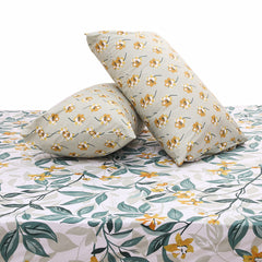 Teal Garden Double Bed Sheet 94x98" - Habitt