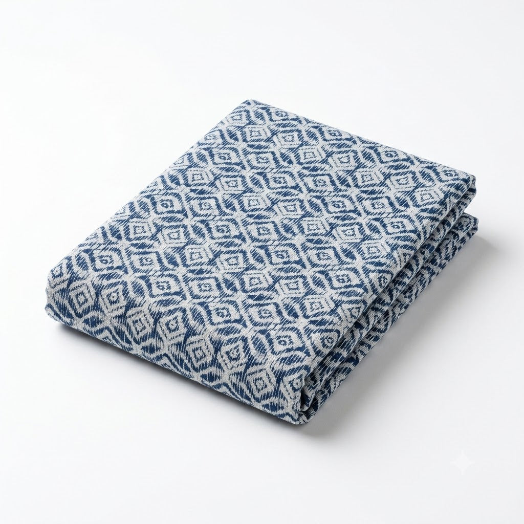 Blue Ikat Double Bed Sheet – 102 x 96 Inches | Soft Printed Bedsheet for Double Bed