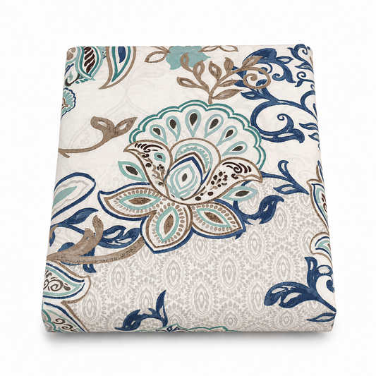 Blue Floral Paisley Print Bed Sheet – Elegant Multicolour Bedding